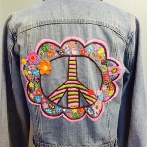 ☮️🌷Ivy Jane Embroidered Denim Jacket 🌷 ☮️ Sz small (a1)